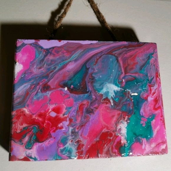 Small Wood Abstract Painting Garden Swirl wall art - Picture 1 of 10